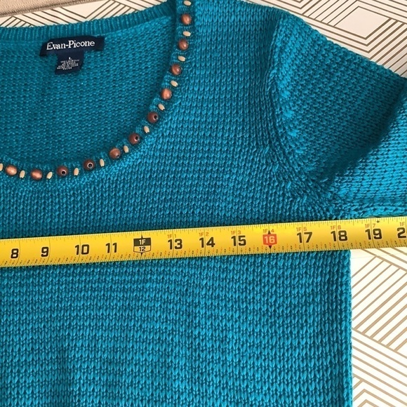 Evan-Picone Turquoise Blouse Size L #151 - Picture 7 of 8
